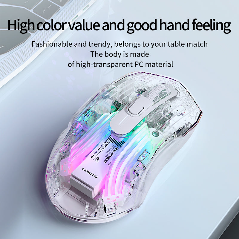 LANGTU G4 Tri-mode Transparent RGB Gaming Mouse