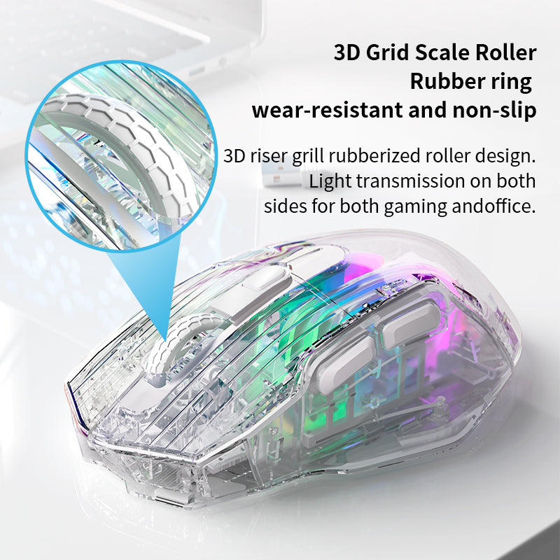 LANGTU G4 Tri-mode Transparent RGB Gaming Mouse