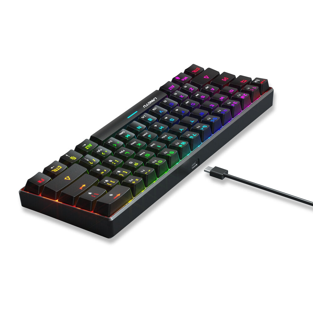 LANGTU G1000 Blue Switch Rainbow RGB Backlit 61-Key Bluetooth 5.0 Wireless Mechanical Keyboard with 3 Connection Modes Black  - LANGTU Store