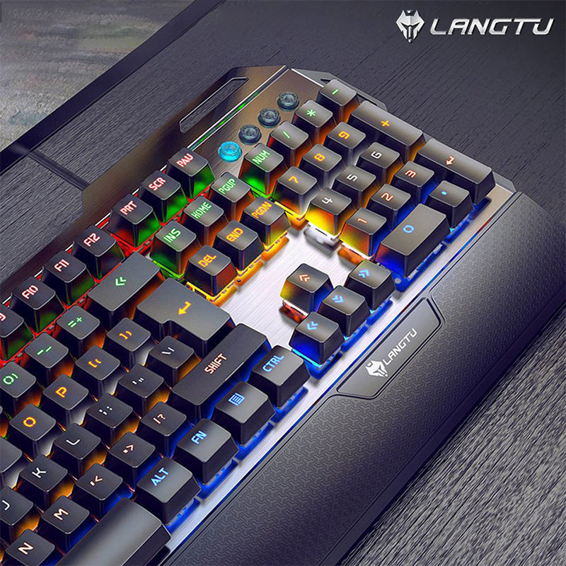 LANGTU G500 Rainbow Backlit Full Mechanical MY Blue Keys Keyboard - LANGTU Store