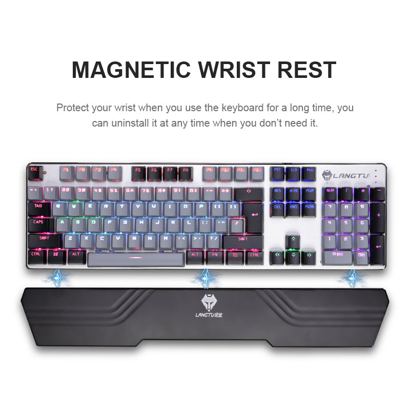 LANGTU G700 Multicolored Macro Programmable 104-Key Anti-Ghosting Full-Metal Mechanical Keyboard with Magnetic Wrist Rest, Replaceable Switches and 22 Backlit Modes - LANGTU Store