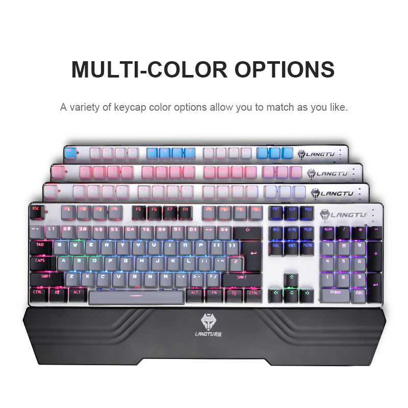 LANGTU G700 Multicolored Macro Programmable 104-Key Anti-Ghosting Full-Metal Mechanical Keyboard with Magnetic Wrist Rest, Replaceable Switches and 22 Backlit Modes - LANGTU Store