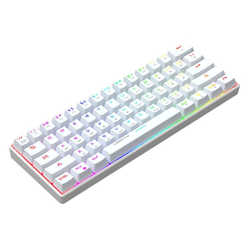 LANGTU G1000 Blue Switch Rainbow RGB Backlit 61-Key Bluetooth 5.0 Wireless Mechanical Keyboard with 3 Connection Modes White - LANGTU Store