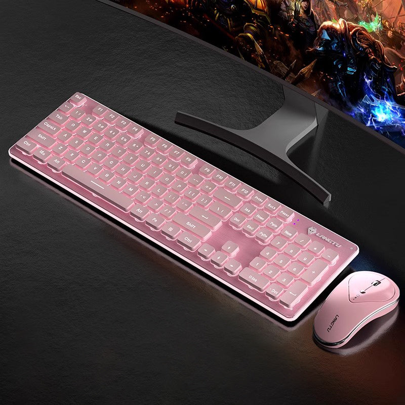 LANGTU LT600 Bluetooth backlit full metal panel membrane keyboard Mouse Set